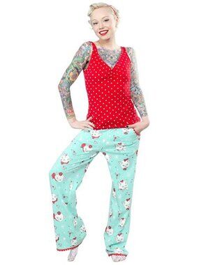 Blue Christmas Kitties Lounge Set Pajamas